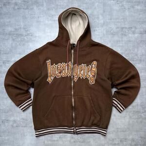 Y2K Los Angeles Knobetta 00s Brown grunge zip up jacket